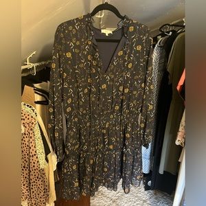 Women’s blue patterned long sleeve dress